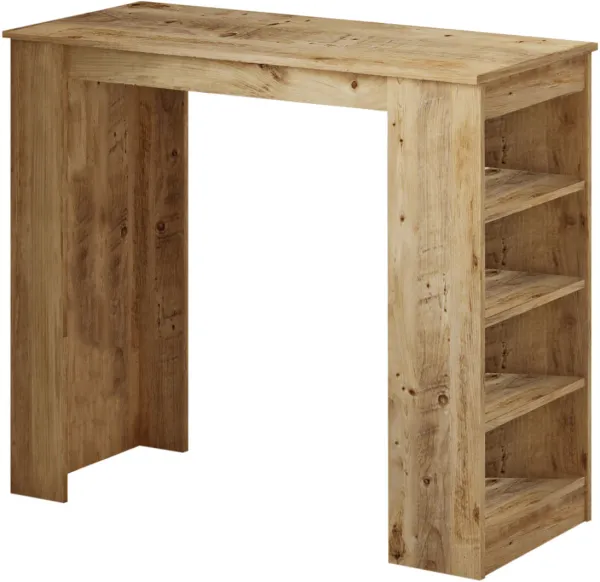 NORDVÄRK ST1 Bartisch, med 3 hyllor - naturlig melamin (120x51.6)
