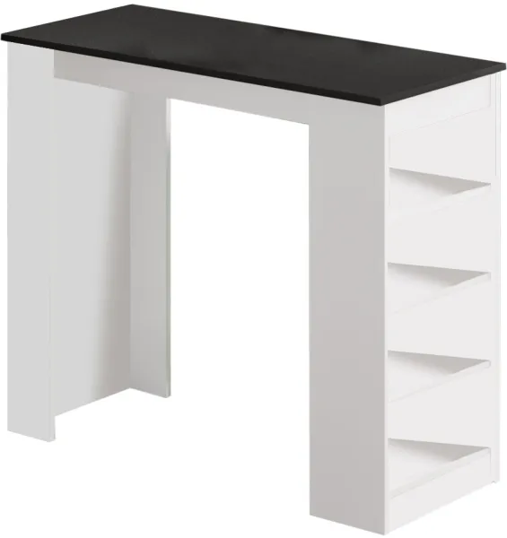 NORDVÄRK ST1 Bartisch med 3 hyllor - vit och svart melamin (120x51,6)