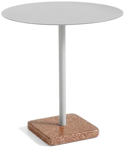 HAY Terrazzo Utomhuscafébord Ø70 Sky Grey/Röd Terrazzo